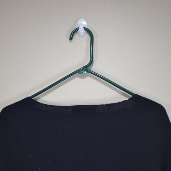 Vince Women L Wool V Neck 2 Side Pocket Pullover Navy Blue Stretch Sweater Dress - Picture 6 of 11